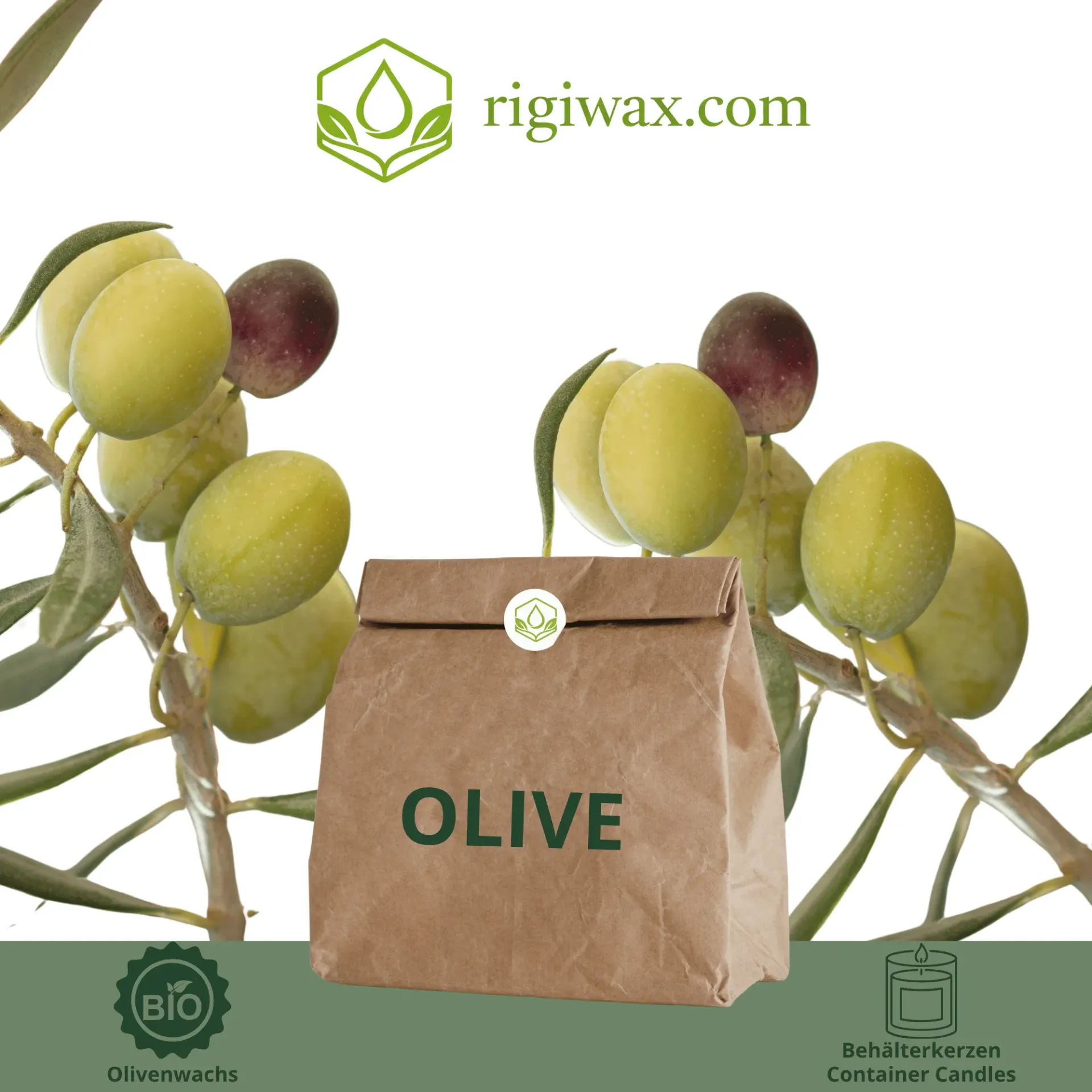 Bio Olivenwachs für Behälterkerzen - Keragreen Olive Container (1 kg)