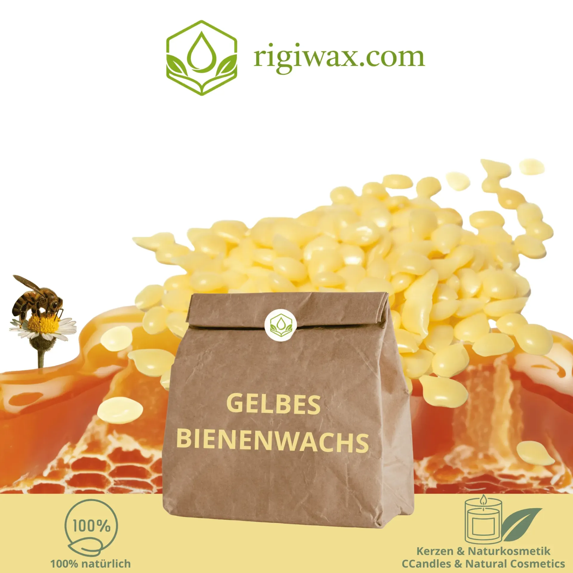 Gelbes Bienenwachs für Kerzen und Naturkosmetik (1 kg)