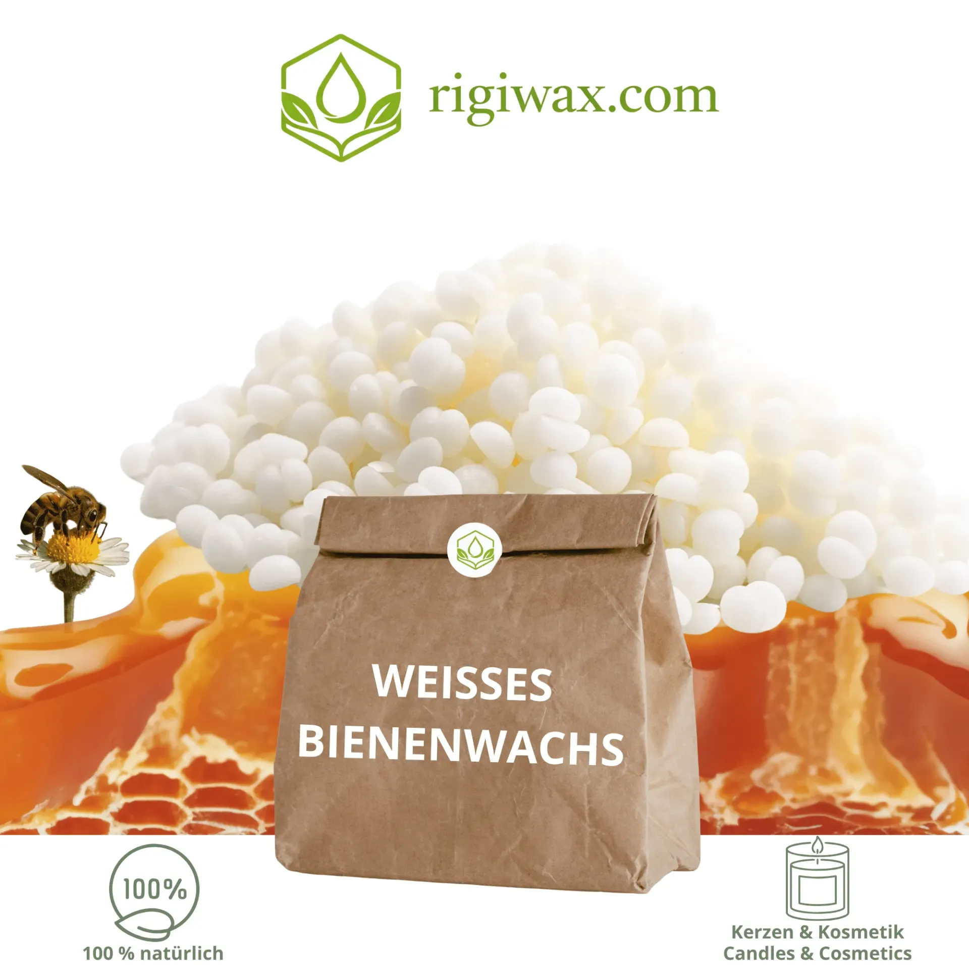 Weisses Bienenwachs für Kerzen und Naturkosmetik (1 kg)