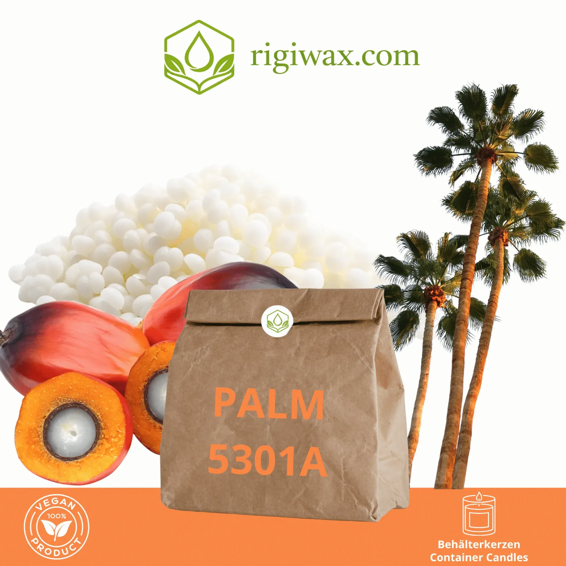 Bio-Palmwachs für Behälterkerzen - Keragreen Soja Container (Kopie) (1 kg)