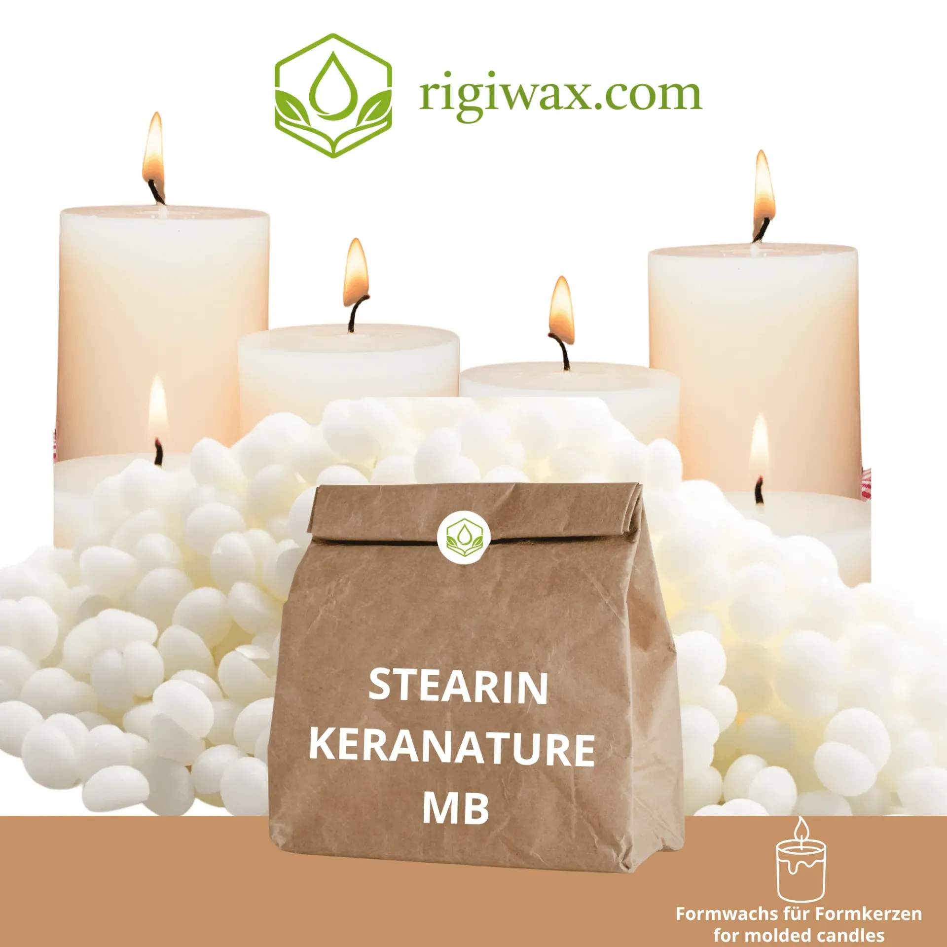 Bio-Stearinwachs für Standkerzen - Keranature (1 kg)