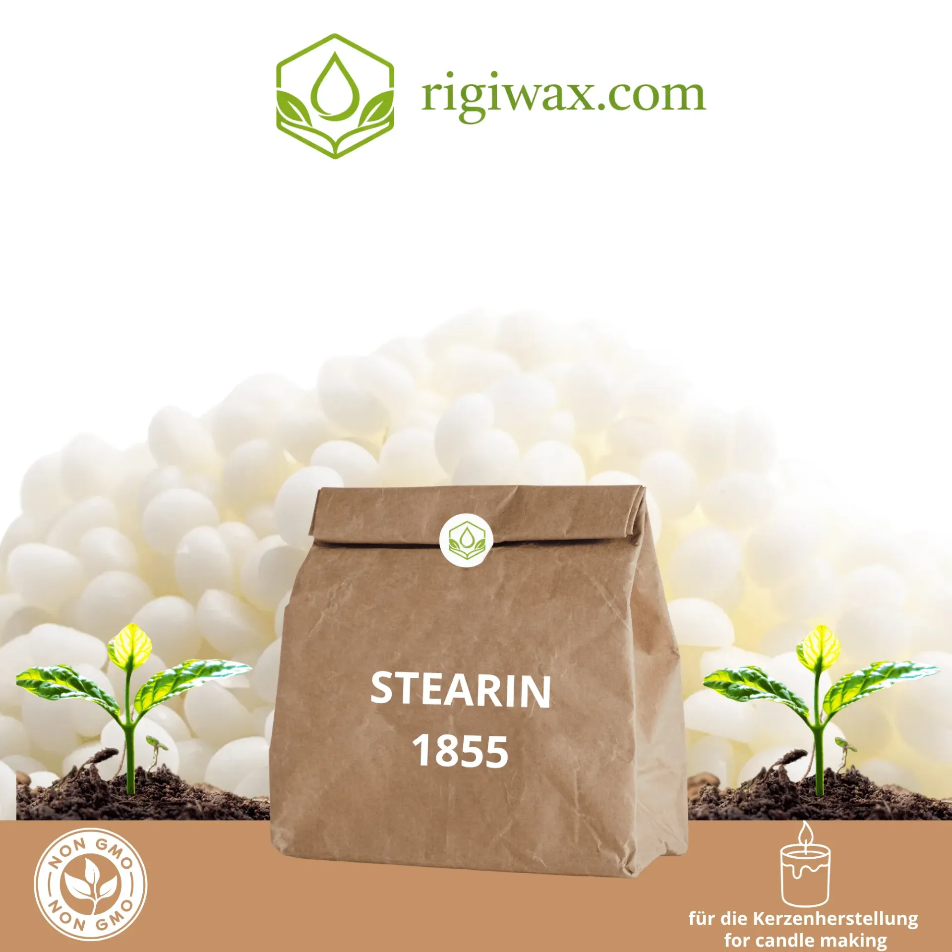 Pflanzliches Stearin POFAC 1855 für Kerzenherstellung und Wachsmischungen (1 kg)